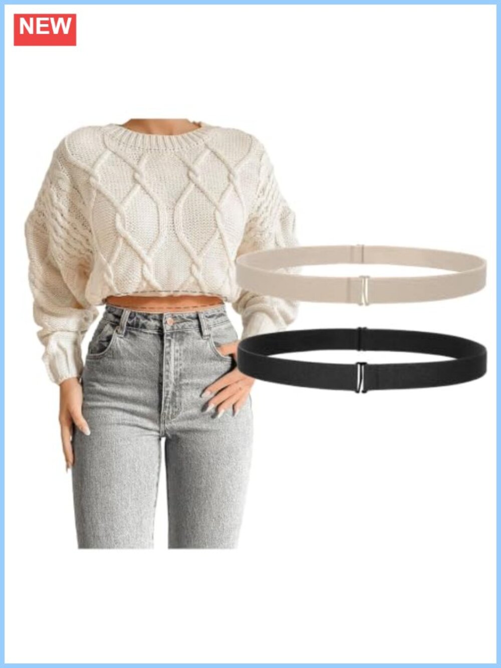 Adjustable Crop Top Tuck Waist Band Elastic Stretch Belt for Women Tucking Tops